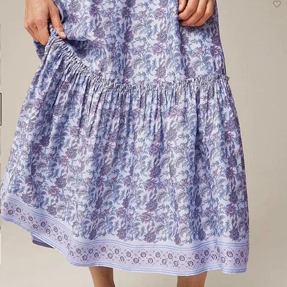 J. Crew NWT Tiered dress in dusty periwinkle block print Size Medium - Picture 9 of 10
